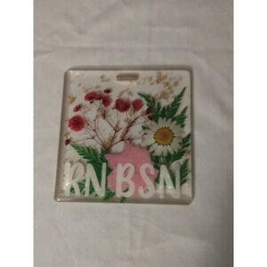 NEW Dried Floral RN BSN Badge Buddy Card Holder